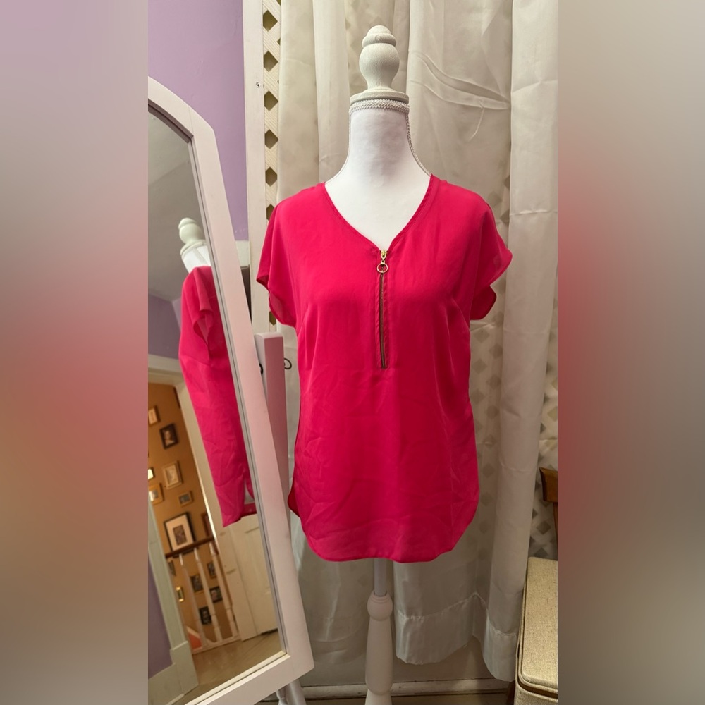 Lipsy Fuchsia Zip-Front Blouse
